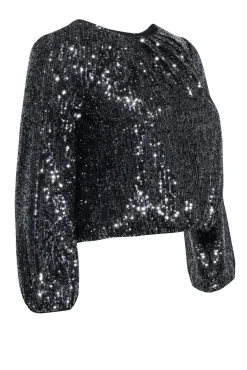 Alice & Olivia - Black Sequin Long Sleeve Top Sz XS