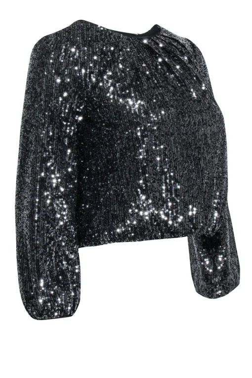 Alice & Olivia - Black Sequin Long Sleeve Top Sz XS
