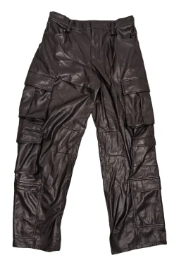 Alice & Olivia - Black Vegan Leather Cargo Pants Sz 6