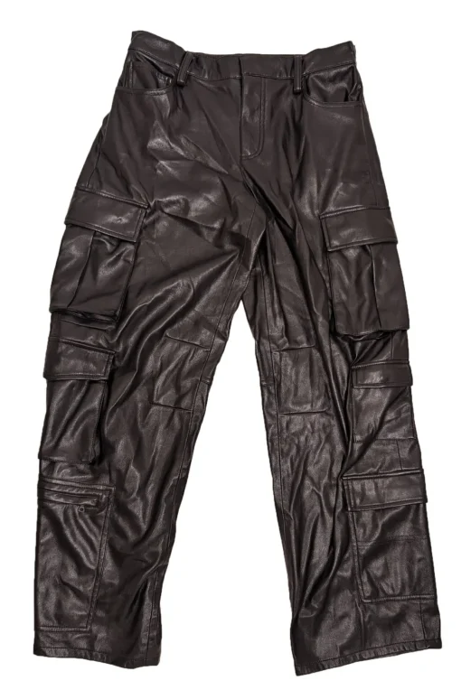 Alice & Olivia - Black Vegan Leather Cargo Pants Sz 6