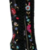 Alice & Olivia - Black Velvet Embroidered Lace-Up Heeled Knee High Boots Sz 6