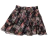 Alice & Olivia - Black w/ Peach & Green Floral Print Silk Skirt Sz 4