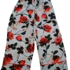 Alice & Olivia - Blue & Red Rose Print Satin Paperbag Pants Sz M