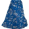Alice & Olivia - Blue w/ White & Navy Floral Print Chiffon Maxi Skirt Sz 2