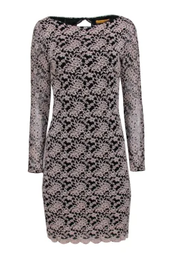 Alice & Olivia - Blush Embroidery On Black Cocktail Dress Sz 6