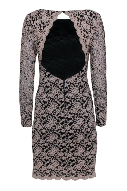 Alice & Olivia - Blush Embroidery On Black Cocktail Dress Sz 6
