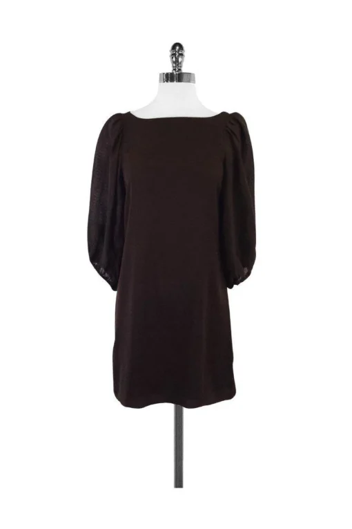 Alice & Olivia - Brown Satin Silk Shift Dress Sz S