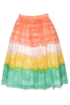 Alice & Olivia - Coral, White, Yellow & Green Ombre Maxi Skirt Sz 4