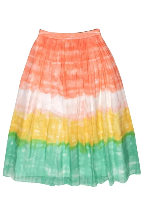 Alice & Olivia - Coral, White, Yellow & Green Ombre Maxi Skirt Sz 4