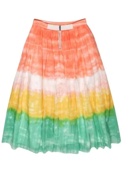Alice & Olivia - Coral, White, Yellow & Green Ombre Maxi Skirt Sz 4