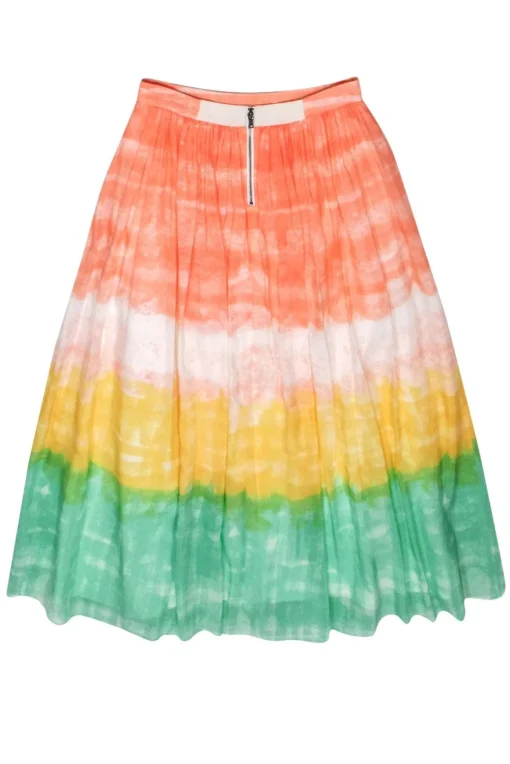 Alice & Olivia - Coral, White, Yellow & Green Ombre Maxi Skirt Sz 4