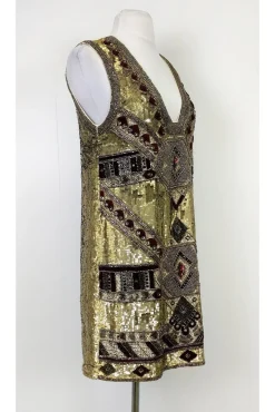 Alice & Olivia - Gold Odell Beaded Dress Sz 2