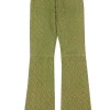 Alice & Olivia - Green & Beige Basket Weave Patterned Flare Pants Sz 0