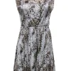 Alice & Olivia - Grey & Brown Print Silk Sleeveless Dress Sz XS