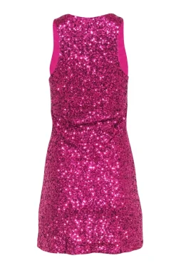 Alice & Olivia - Hot Pink Sequin Scoop Neck Sleeveless Mini Dress Sz XS