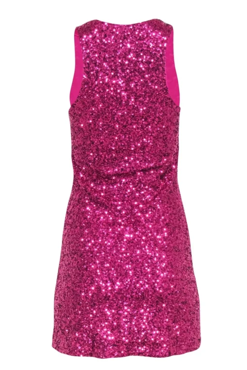 Alice & Olivia - Hot Pink Sequin Scoop Neck Sleeveless Mini Dress Sz XS