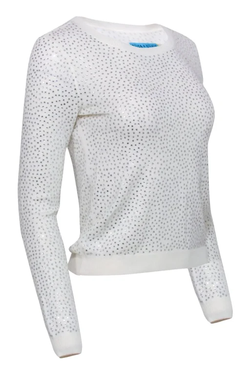 Alice & Olivia - Ivory Rhinestone Crewneck Sweater Sz S