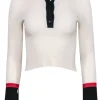 Alice & Olivia - Ivory Ribbed Knit Quarter Button Top Sz XS
