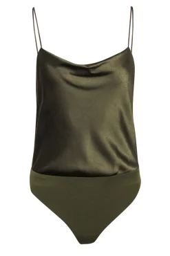 Alice & Olivia - Olive Cowl Neck Satin Bodysuit Sz S