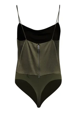 Alice & Olivia - Olive Cowl Neck Satin Bodysuit Sz S
