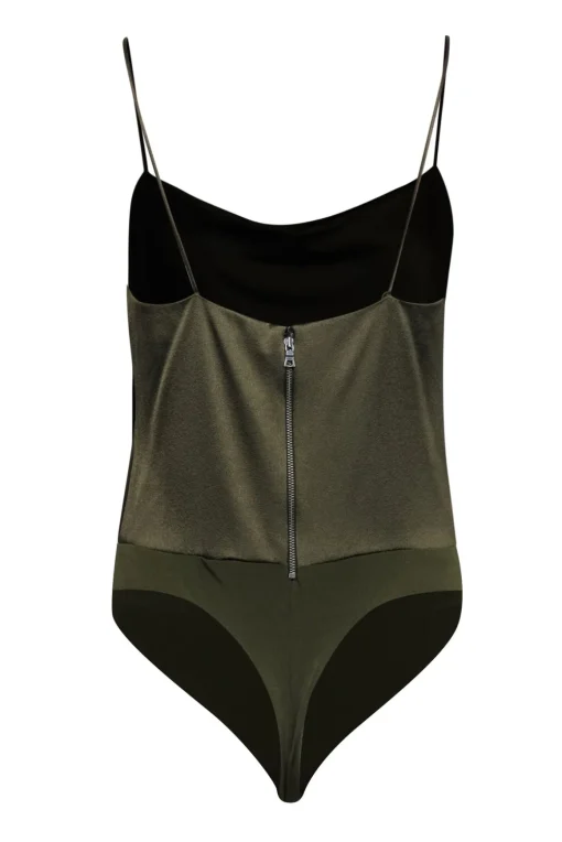 Alice & Olivia - Olive Cowl Neck Satin Bodysuit Sz S
