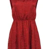 Alice & Olivia - Orange Velvet Textured Sleeveless Fit & Flare Dress Sz M