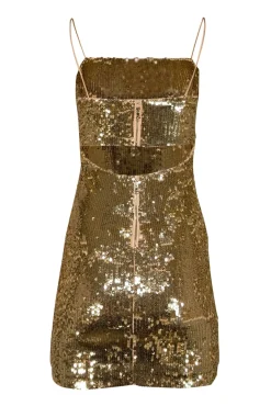 Alice & Olivia - Pale Gold Sequined Mini Dress Sz 4