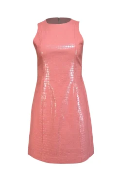 Alice & Olivia - Pink Croc-Embossed Faux Leather Mini Dress Sz 2