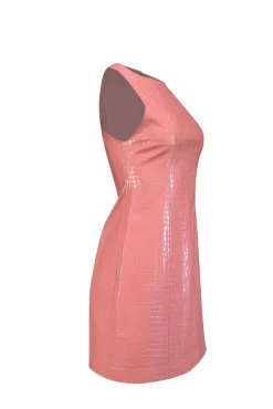 Alice & Olivia - Pink Croc-Embossed Faux Leather Mini Dress Sz 2