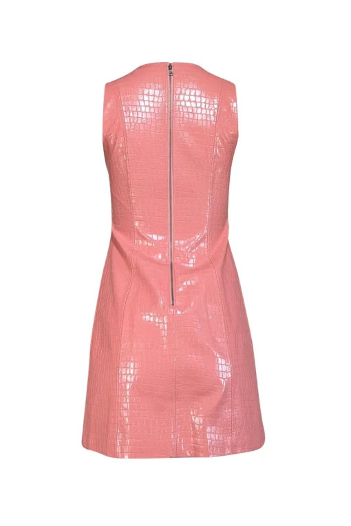 Alice & Olivia - Pink Croc-Embossed Faux Leather Mini Dress Sz 2