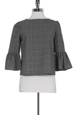 Alice & Olivia - Plaid Flutter Sleeve Top Sz S