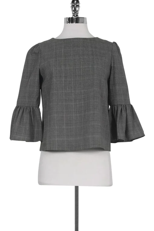 Alice & Olivia - Plaid Flutter Sleeve Top Sz S