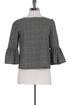Alice & Olivia - Plaid Flutter Sleeve Top Sz XS