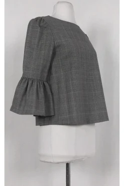 Alice & Olivia - Plaid Flutter Sleeve Top Sz XS