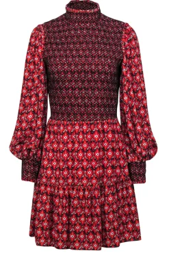 Alice & Olivia - Red Bohemian Print Mock Neck Dress Sz 12