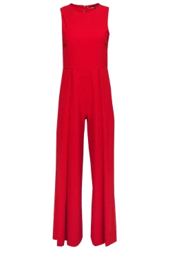 Alice & Olivia - Red Sleeveless Wide Leg Pleated Jumpsuit Sz 4