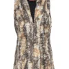 Alice & Olivia - Tan, White & Grey Marbled Faux Fur Open Vest Sz M