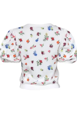 Alice & Olivia - White & Multi Color Floral Knit Top Sz M