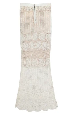 Alice & Olivia - White Crochet Maxi Skirt w/ Nude Lining Sz XS