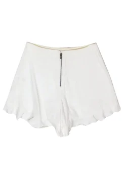 Alice & Olivia - White Linen High Waisted Ruffle Hem Shorts Sz 0