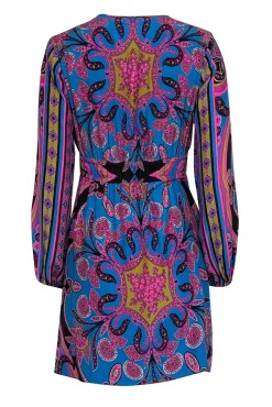 Alice & Trixie - Blue w/ Purple Paisley Print Silk Dress Sz XS
