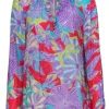Alice & Trixie - Multicolored Abstract Floral Print Peasant Top Sz M