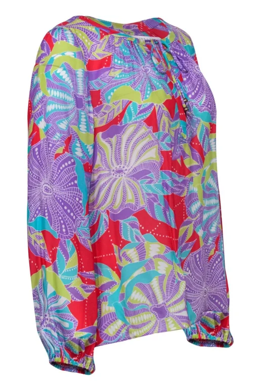 Alice & Trixie - Multicolored Abstract Floral Print Peasant Top Sz M