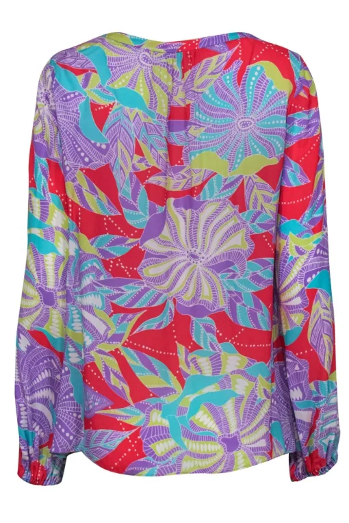 Alice & Trixie - Multicolored Abstract Floral Print Peasant Top Sz M