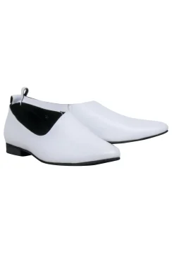 All Black - White Leather Flats Sz 6