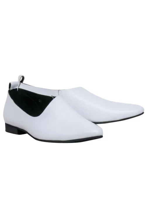 All Black - White Leather Flats Sz 6