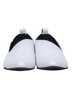 All Black - White Leather Flats Sz 6