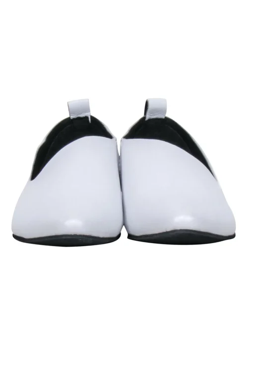 All Black - White Leather Flats Sz 6