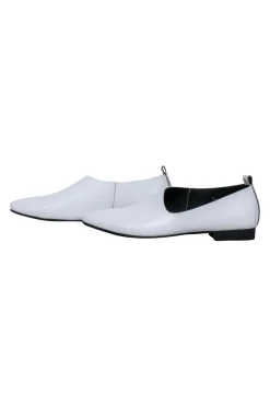 All Black - White Leather Flats Sz 6