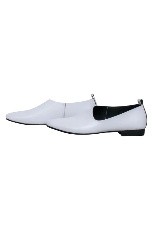 All Black - White Leather Flats Sz 6